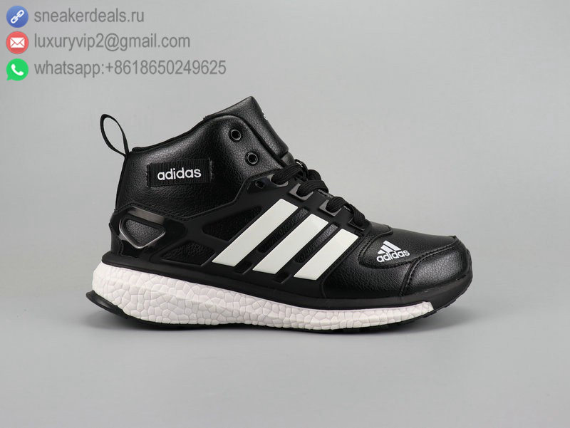 ADIDAS ULTRA BOOST MID BLACK WHITE LEATHER MEN RUNNING SHOES